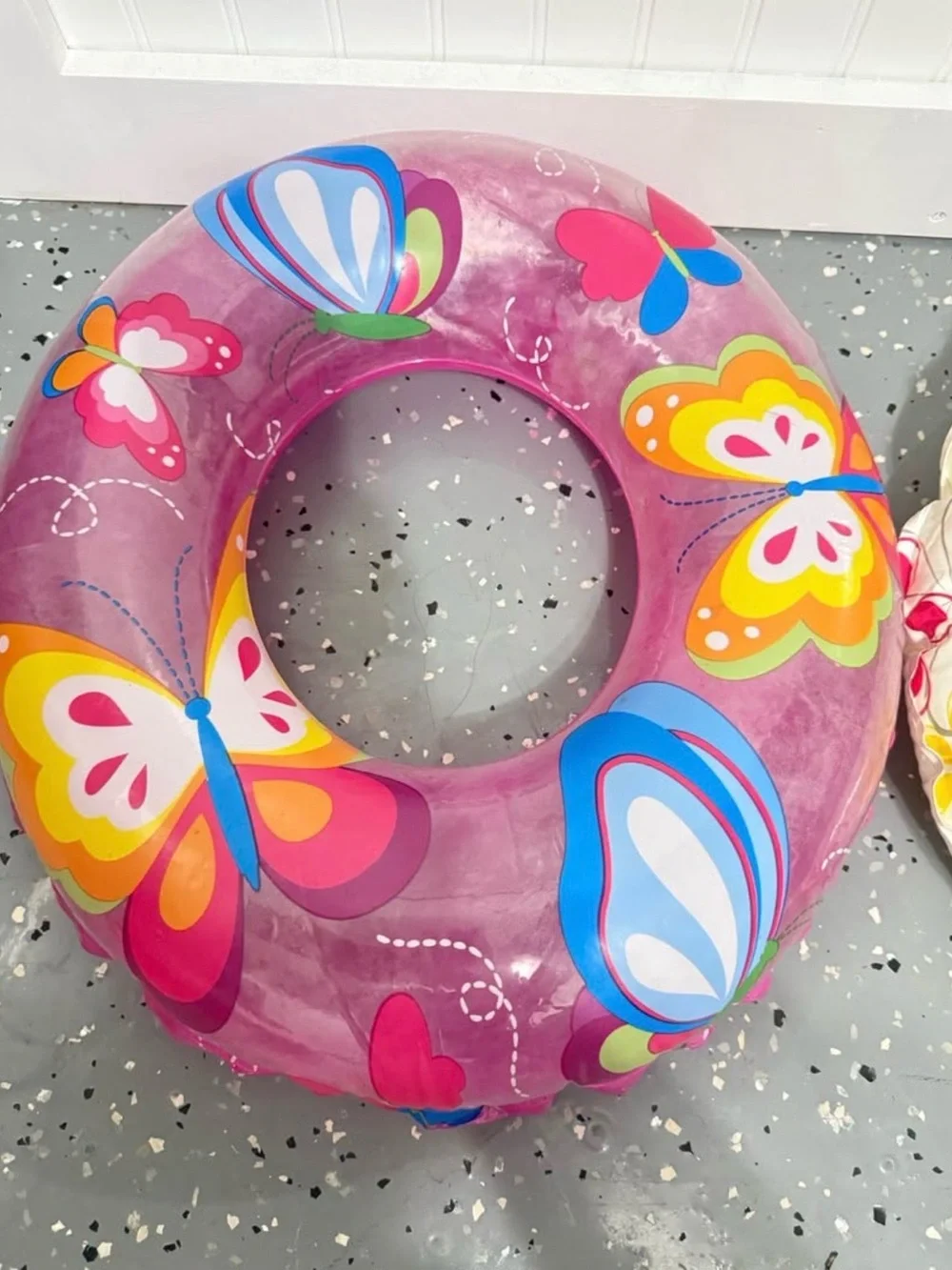Children's Inflatable Swim Rings - Pink Butterfly & White Floral